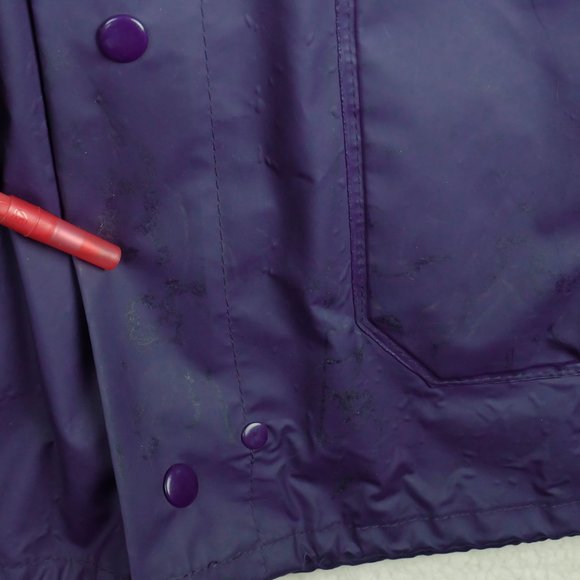 Vintage Mens Rain Coat Large Purple Nylon Waterproof Northern Reflections 80s - Picture 12 of 14